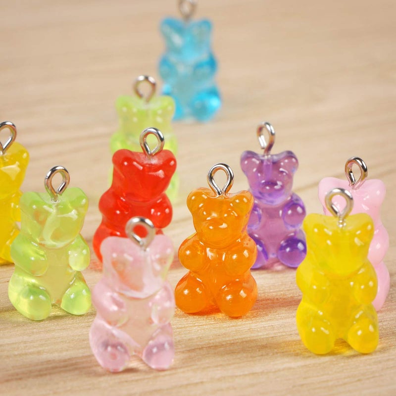 CCOZN 16 Pieces Resin Gummy Bear Pendant, 8 Colors Candy Gummy Charms Resin Bear Pendant DIY Necklace for Girls Jewelry Making Crafting - Image 3